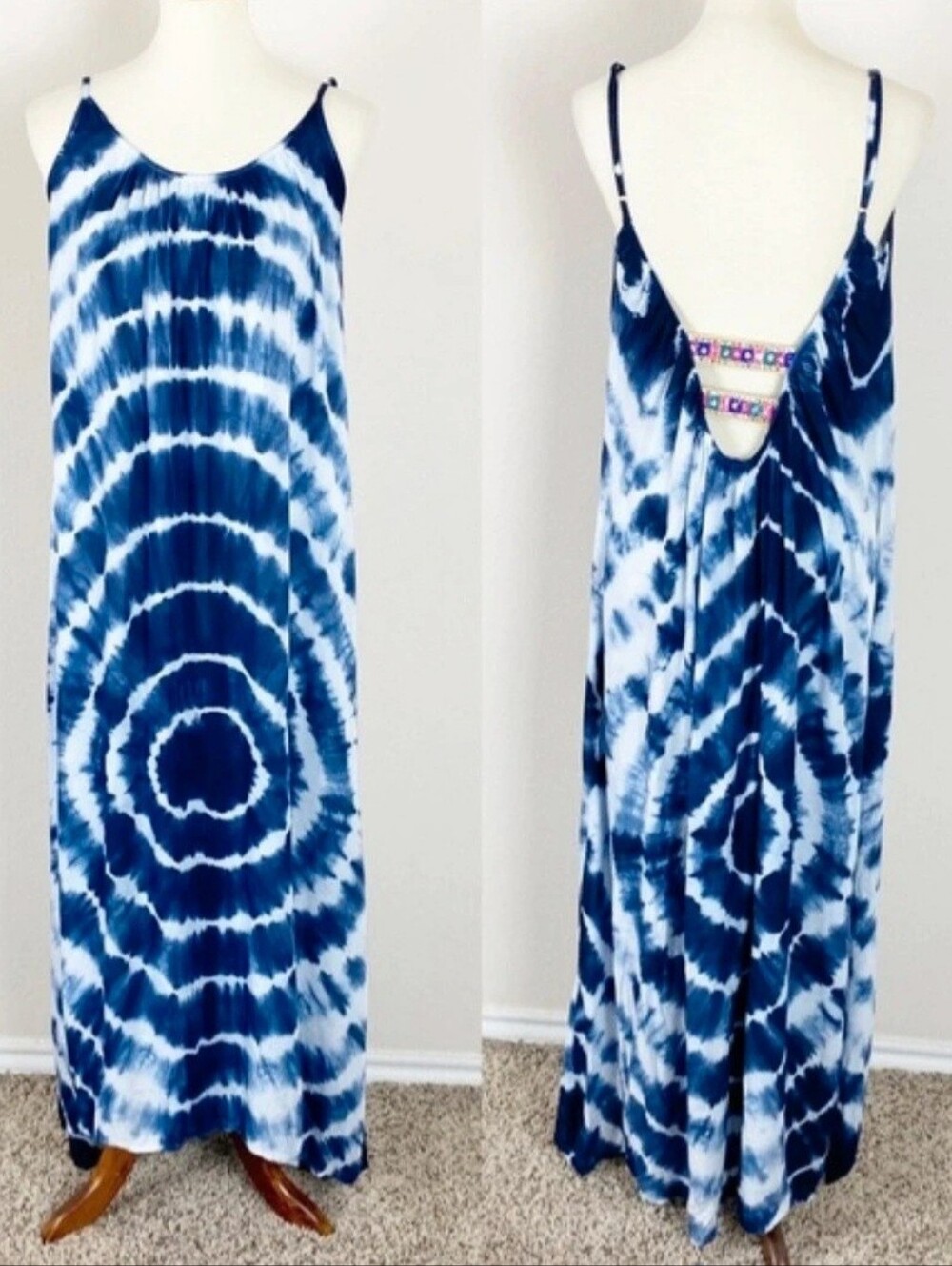 Rivaya Tie Dye Embellished Swim Coverup Dress Large